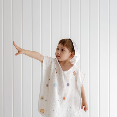 Space Hooded Towel Poncho for Kids3