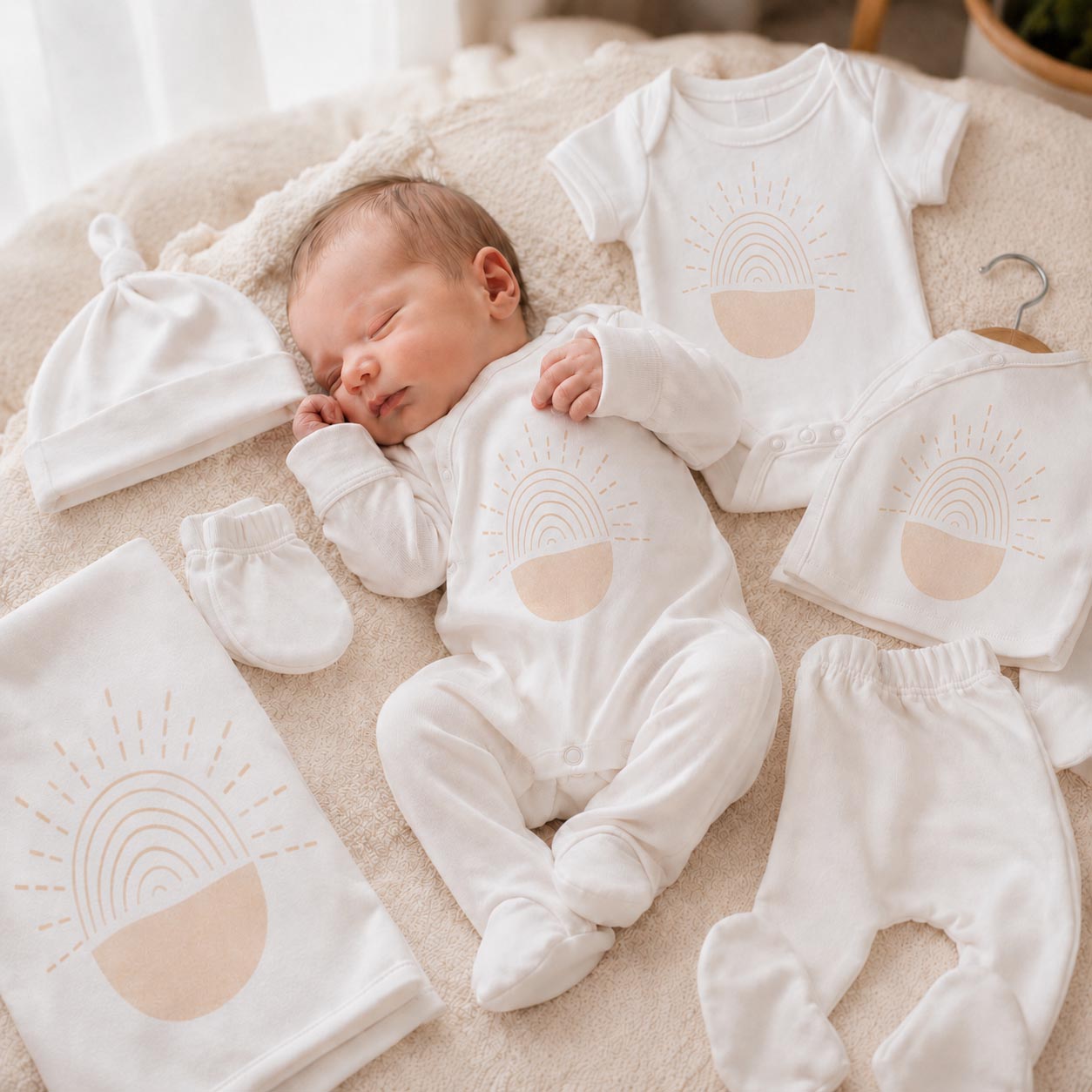 Sunshine Newborn Coming Home Outfit Organic Cotton Set4