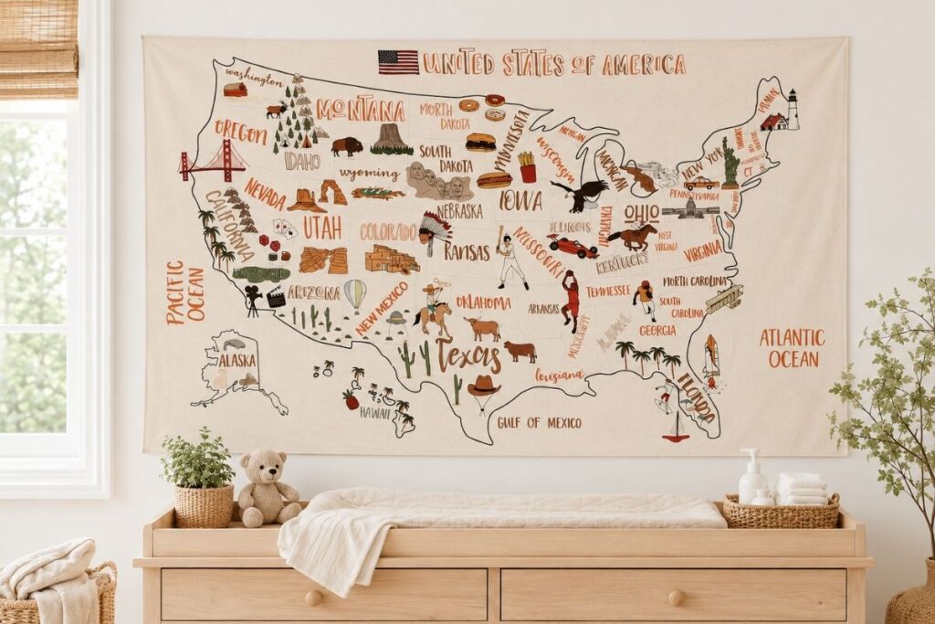 World map wall hanging