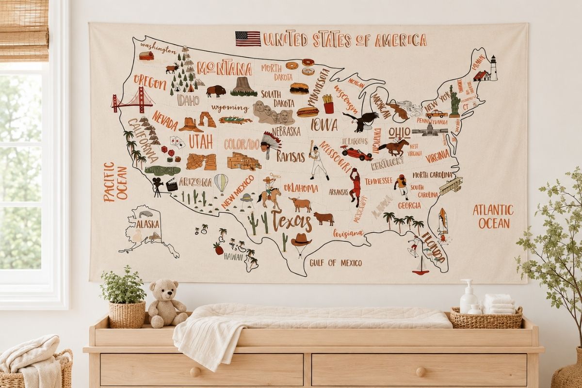 World map wall hanging