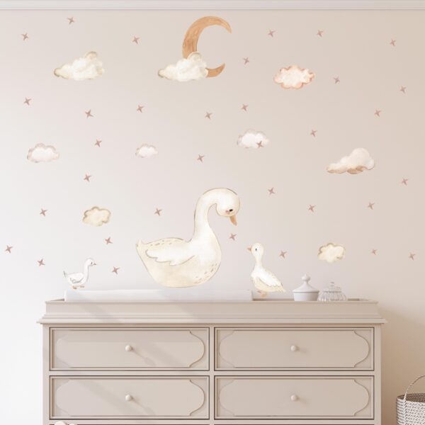 Baby and Mom Duck Textile Decals