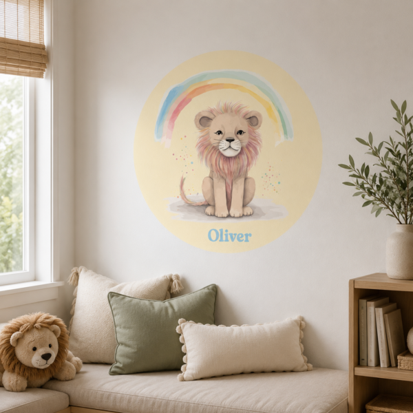 Custom Round Lion Textile Decal