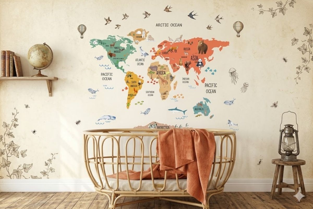 vintage world map rug