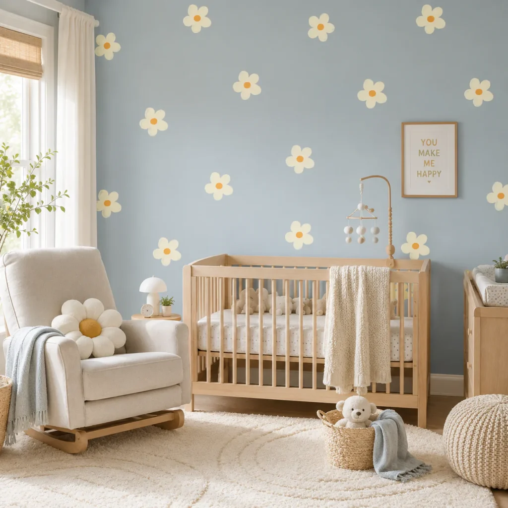 How does nature in child development shape nursery design? 5 biophilic nursery design, attention restoration theory, realistic wall decor, sensory self-regulation, biophilia hypothesis, tactile organic materials, circadian daylight, textless botanical illustrations, indoor flora, cognitive fatigue, neurobiology, nature in child development