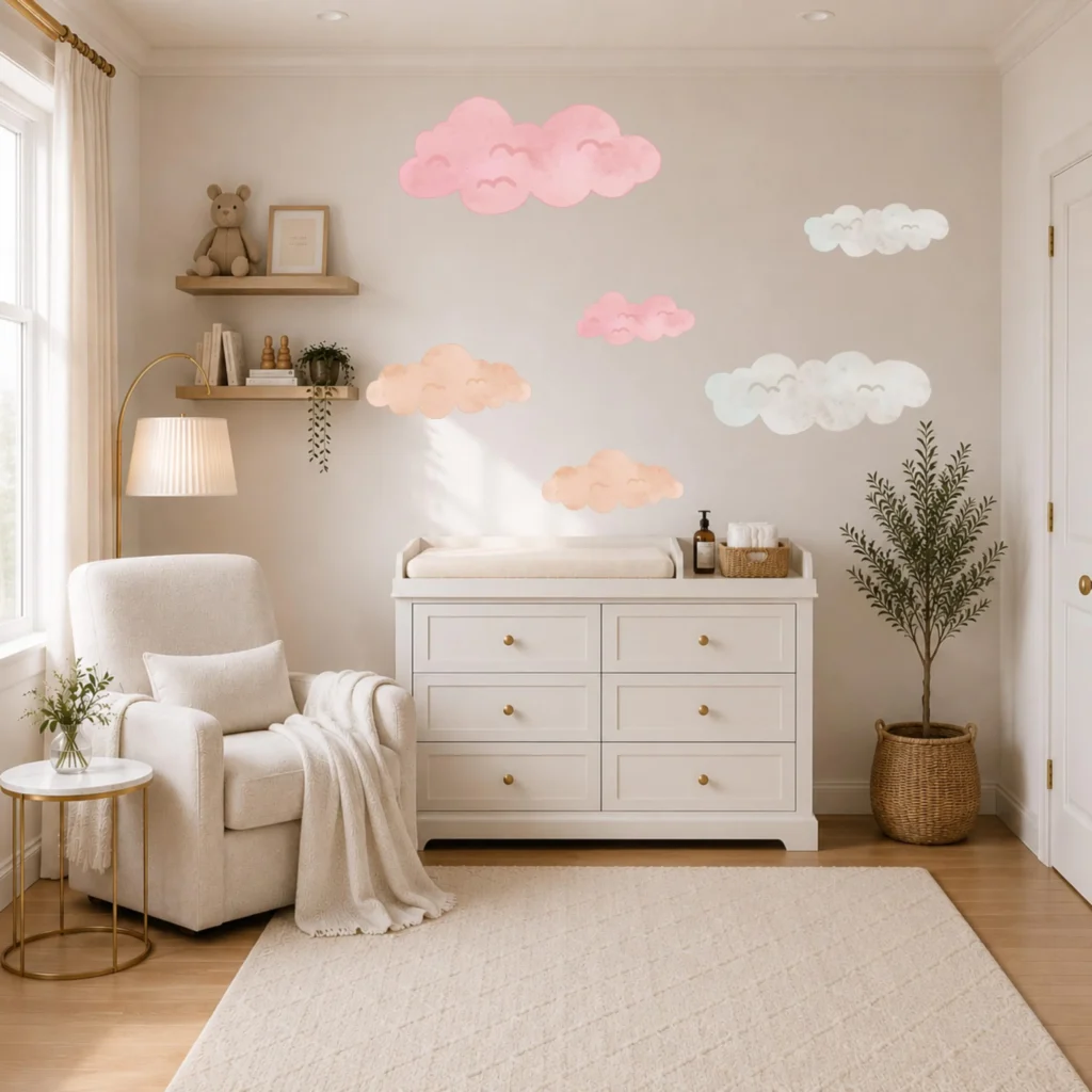  personalized wall decals for baby girl, baby girl nursery decoration ideas, baby girl nursery ideas neutral, baby girl nursery ideas small room, creative baby nursery wall decor, removable custom wall decals, text-free minimalist wall art, peel and stick, botanical prints, baby girl nursery ideas