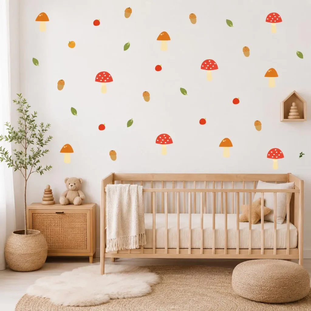 mushroom nursery decor, woodland nursery decor, mushroom decor, woodland nursery art, woodland nursery wall decor