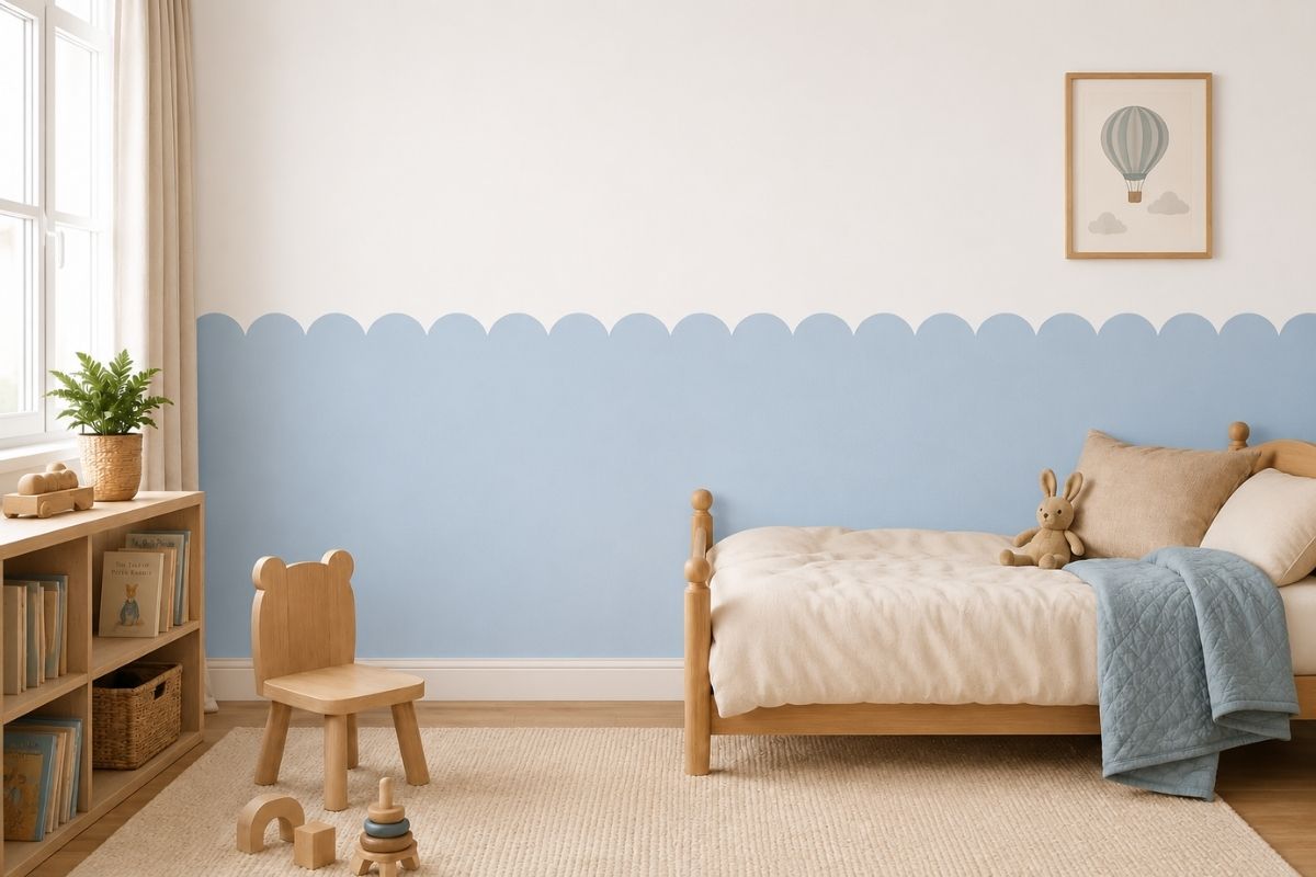 Small nursery ideas to maximize your space using Dos Junior fabric wall decals and neutral nursery bedding