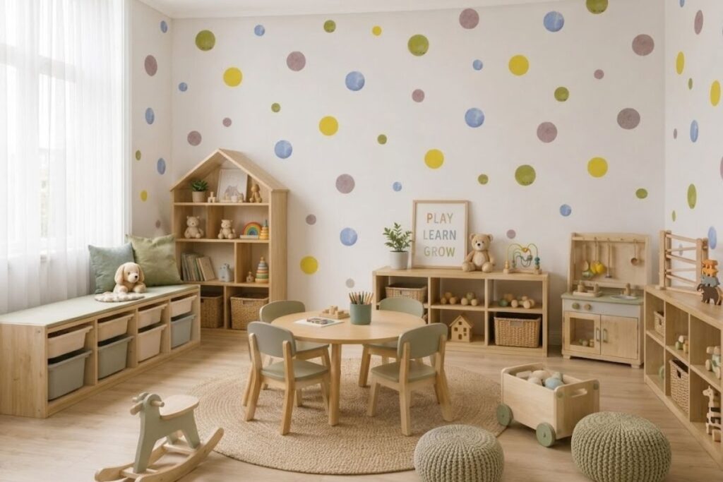 color psychology, sleep quality, sensory regulation, accent wall, visual noise, textless wall decor, non-toxic, zero-VOC, calming paint ideas, age brackets, organic aesthetic, light wavelengths, circadian rhythm, kids room colors